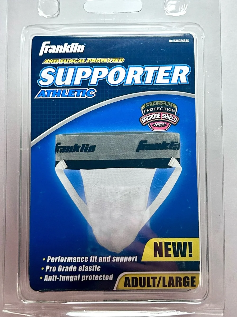 New Franklin Athletic Supporter Anti-Fungal Adult Large White Gray Waistband